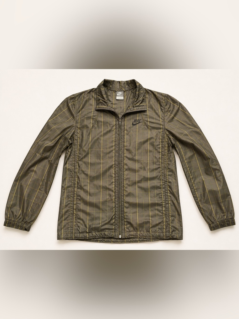 Nike Sportswear Plaid Windbreaker Jacket Olive Lime Y2K Size M​
